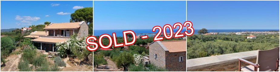 [SOLD] Villa Glikorizi ref.231: Stunning sea views, only 4 minutes’ drive away from the nearest sandy beach, plot 4010 m2, total living area 149 m2, 2 houses (can be split into 3 separate units) 3 bedrooms, 3 bathrooms, organic vegetable garden and olive grove, parking area, easy access.