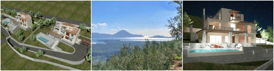 Plot of land P99: Unobstructed Sea, Valley and Mountain views, Surface 2404,29 m², Valid Building Permit for 2 maisonettes with swimming pool, Easy Access