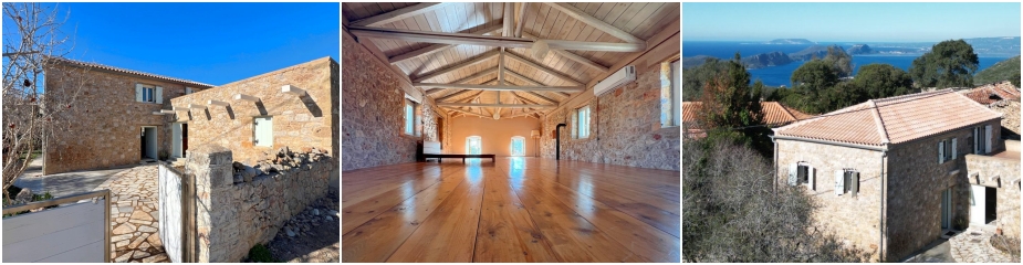 Landhaus Palioneri Ref. 400: Authentisches zweistöckiges Natursteinhaus, vollständig renoviert, in einem traditionellen Dorf in der Nähe von Pylos, Blick auf die Berge, Grundstücksgröße 293,85 m² mit Steineinfassung, Gesamtwohnfläche 186,14 m², Erdgeschoss mit offenem Bereich + 1Badezimmer, Obergeschoss mit offenem Bereich und großer Veranda